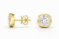 Old mine cut lab-grown diamond collet stud earrings in 14K yellow gold