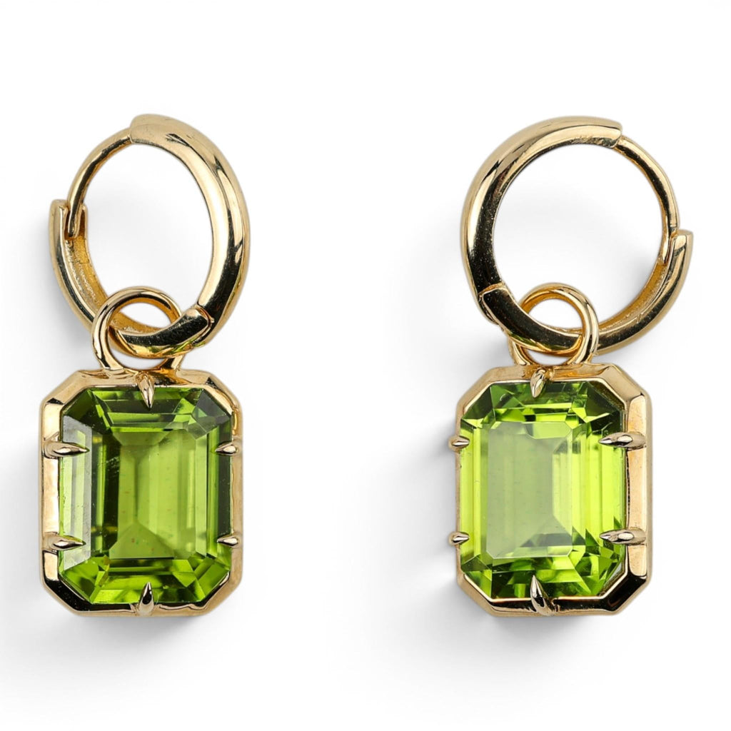 Peridot Drop Huggie Hoop Earrings