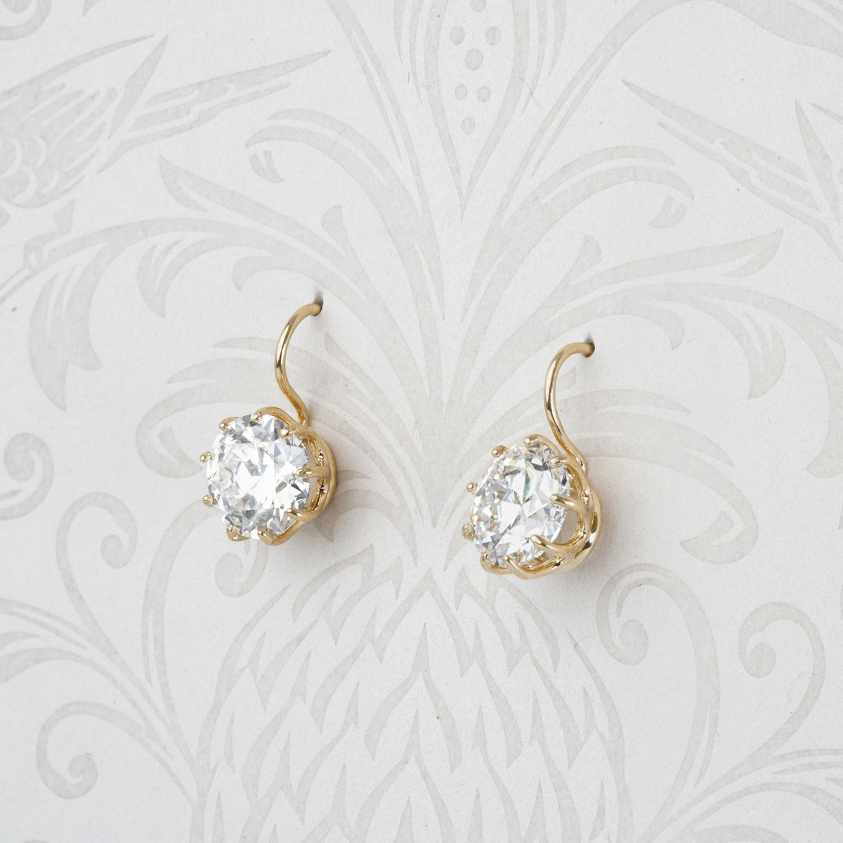 The Preeti Drops: old European cut lab-grown diamond dormeuse earrings in 18K yellow gold, view 7