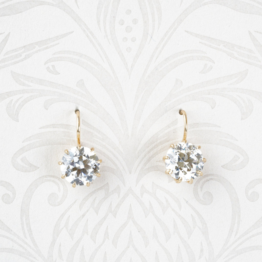 The Preeti Drops: old European cut lab-grown diamond dormeuse earrings in 18K yellow gold, view 2